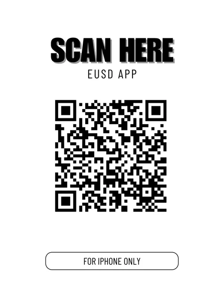 A black-and-white flyer featuring bold heading text, a large QR code in the center, and a rounded rectangular button near the bottom.