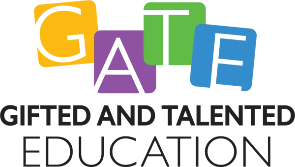"GATE Gifted and Talented Education," colorful block-letter logo.